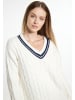 DreiMaster Damen Strickpullover in Wollweiss Marine