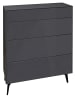 58 aufm Kessel KOMMODE Elfi 82x42x104 Hochglanz Anthrazit/Glas Anthrazit