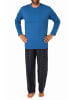 NORMANN Schlafanzug lang Pyjama Set Flanell Hose - 70927 in blau