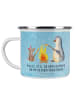 Mr. & Mrs. Panda Emaille Tasse Pinguin Lagerfeuer mit Spruch in Eisblau