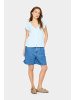 SAINT TROPEZ Kurzarm-Bluse SamaraSZ Gerade Passform in Reef Waters Ice Stripe