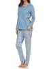 NORMANN Langarm Schlafanzug Pyjama Bündchen Ethnolook Übergröße in hellblau