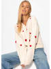 SASSYCLASSY Cardigan mit roten Herzen in Offwhite