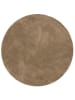 Pergamon Hochflor-Teppich Silky Rund in taupe