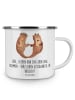Mr. & Mrs. Panda Emaille Tasse Hochzeit Liebe Lachen mit Spruch in Weiß