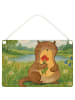 Mr. & Mrs. Panda Deko Schild Otter Blumenstrauß Design ohne Spruch in Weiß