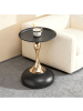 ABRIHOME Beistelltisch in Schwarz rund 38 cm mit Metallbasis für Wohnzimmer
