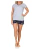 NORMANN Kurzarm Schlafanzug Pyjama Shorty Schmetterling Motiv - 85286 in grau