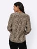 Sieh an! Langarm-Bluse in beige-schwarz-bedruckt