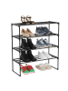 relaxdays Schuhregal "4 Ebenen" in Schwarz - (B)68 x (H)72 x (T)30 cm