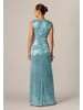 Adrianna Papell Langes Abendkleid Metallic Crinkle Mesh Gown in blue