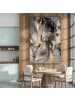 OnlyWow Leinwand Bilder Abstrakte Kunst gold grau