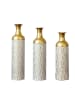ABRIHOME Deko Vasen in Gold 3er Set mit Blumenmuster 50/66/83 cm Metall Vintage
