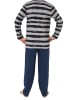 NORMANN Pyjama lang StreifenMuster - 75065 in grau