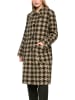 MARC CAIN COLLECTIONS Hahnentritt-Mantel mit abknöpfbarem Fake-Fur-Kragen in Tannin