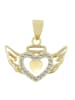 Adeliás Damen Anhänger – Flügel Anhänger aus 925 Silber mit Zirkonia in gold