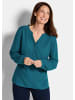 GOLDNER Kurzgröße:  Elegante Viskosebluse mit V-Ausschnitt in petrol