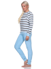 NORMANN Frottee Schlafanzug langarm Bündchen Streifen - 82799 in blau