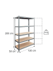 relaxdays Schwerlastregal in Grau/ Braun - (B)120 x (H)200 x (T)50 cm