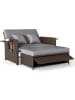 COSTWAY 3 in 1 Polyrattan 2-Sitzer Balkonmöbel Gartenliege in Grau
