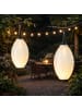MARELIDA 2x LED Solar Lampion oval Gartenlampion H: 33cm weiß