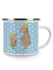 Mr. & Mrs. Panda Tasse Emaille Bären mit Hut ohne Spruch in Blau Pastell