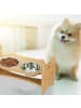 relaxdays Katzen-Futterstation in Natur/ Silber - (B)36 x (H)18 x (T)21 cm