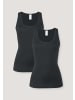 Hessnatur Tanktop Rundhals Fitted 2er-Set in schwarz