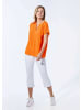 GOLDNER Bluse mit Tunika Ausschnitt in orange