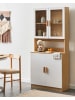 Beliani Vitrine CYGNET in Weiß/Braun - (W) 80 x (H) 182 x (L) 34 cm