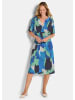 GOLDNER Kurzgröße:  Druckkleid mit organischem Muster in blau / grün / gemustert