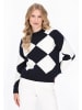 DreiMaster Women Sweater in dark navy offwhite
