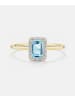 Diamant L'éternel Ring, mit Blautopas, 375 Gelbgold