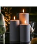 Deluxe Homeart LED Kerze Mia Kunststoff für Innen/Außen flackernd H: 20cm D: 7,5cm in grau