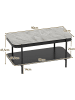 COSTWAY Couchtisch Marmor 90 x 50 x 45,5 cm in Grau