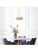 home24 Pendelleuchte KJUL 7-flammig in Metall Gold glänzend / Glas Bernsteinfarben