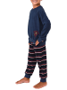 NORMANN Frottee Pyjama Schlafanzug Bündchen Fussball - 50798 in blau