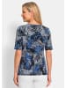 GOLDNER Viskoseshirt mit Palmenprint in royalblau / grau / schwarz / gemustert