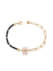 faina Women Cable Chain Link Bracelet in Gold Black