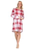 NORMANN Nachthemd langarm karierte Optik Jersey - 87525 in rot