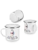 Mr. & Mrs. Panda Camping Emaille Tasse Student Herz mit Spruch in Weiß