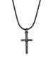 KUZZOI Halskette 925 Sterling Silber Kreuz in Schwarz