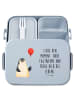 Mr. & Mrs. Panda Snackbox Pinguin Luftballon Motiv mit Spruch in Blau Pastell