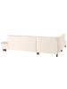 58 aufm Kessel ECKSOFA mit Ottomane links Kaye Bezug Samtvelours Buche nussbaum dunkel / creme