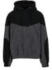 Urban Classics Urban Classics Weavy Colorblock Teddy Hoodie in magnet/black