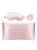 Intirilife Seiden Schlafset 3 tlg. Schlafmaske, Kissenüberzug , Haarband in Satin in Rosa
