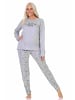 NORMANN Schlafanzug Pyjama langarm Sterne Optik - 88021 in grau