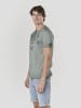 KOROSHI Henley cotton print-emb washed t-shirt in khaki
