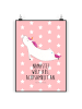 Mr. & Mrs. Panda Poster Einhorn Yoga mit Spruch in Rot Pastell