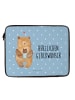 Mr. & Mrs. Panda Laptop Tasche Bär Baby mit Spruch in Blau Pastell